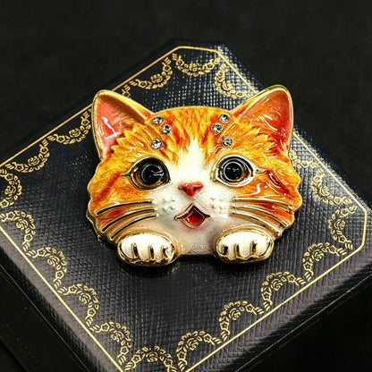 Baroque Luxury Cartoon Cat Animal Design Brooches for Men and Women, Jewelry, Fashion Accessories, Wedding, Holiday, Party Gifts