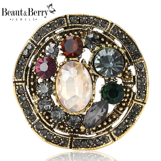 Beaut&Berry Luxury Crystal Baroque Brooches for Women Vintage Court Pins Casual Party Accessories New Gifts Friends Decoration