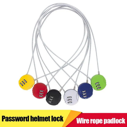 Extended Wire Rope Combination Lock 3 Digit Code Lock Password Motorcycle Helmet Metal Keyed Padlock Travel Anti-Theft Locks
