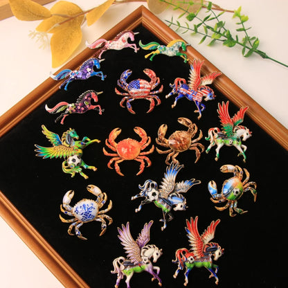 Baroque-style Luxury Enamel Alloy Crab-Design Brooch for Men and Women, Jewelry and Fashion Accessories