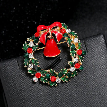 SKEDS Luxury Rhinestone Christmas Tree Snow Man Brooch For Women Men Exuqisite Fetival Enamel Badges Buckle Trendy Jewelry Pin
