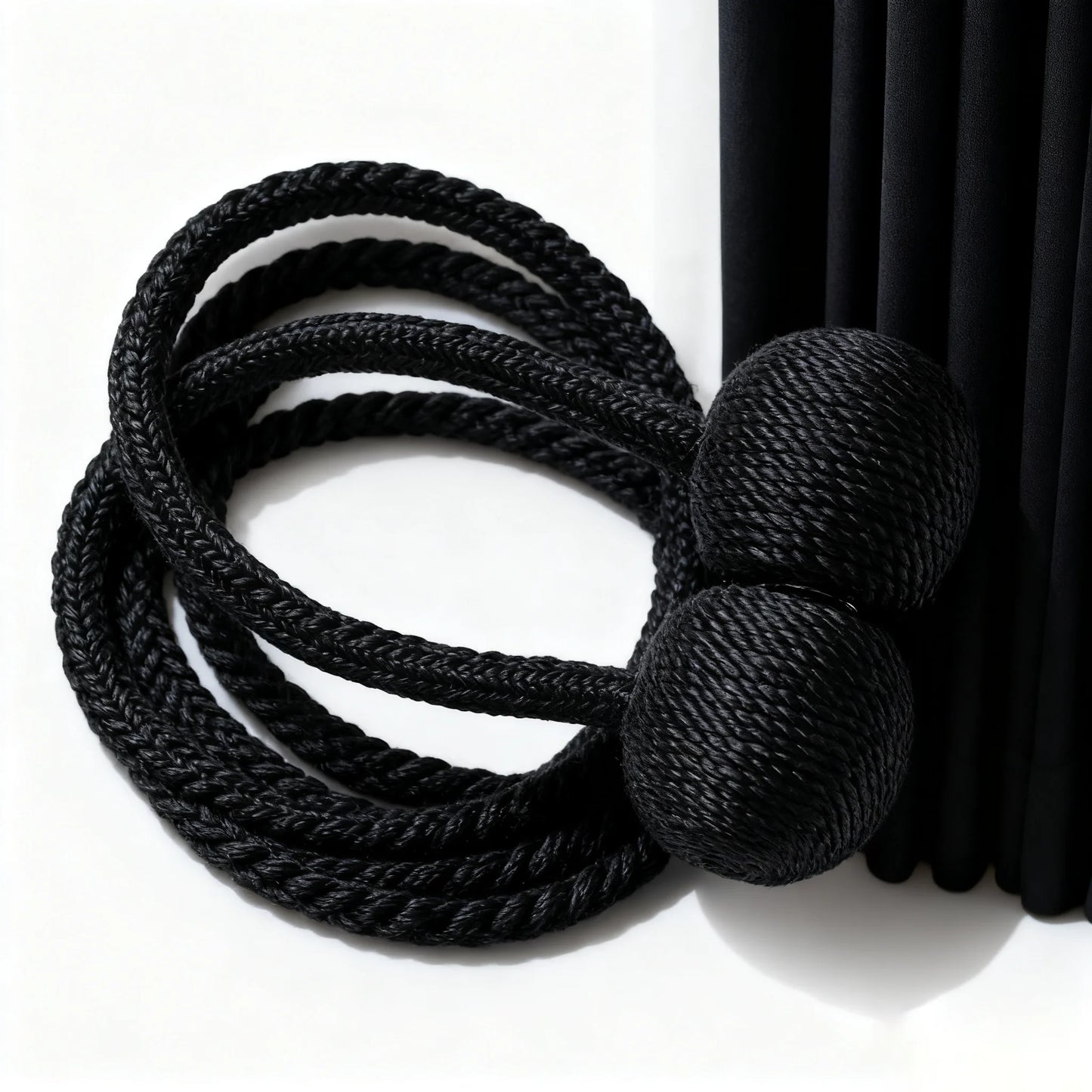 2pcs Magnetic Curtain Tiebacks, Ball Shape Rope Buckle, No Drilling Creative Curtain Straps, Multiple Colors Available