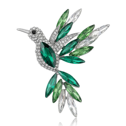 Beaut&Berry Luxury Rhinestone Hummingbird Brooches for Women Unisex Animal Pins Casual Party Jewelry Accessories Gift Decoration