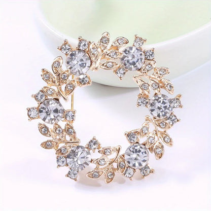 SKEDS High-end Women  Exquisite Crystal Flower Badges Pin Fashion Creative Luxury Rhinestone Shining Brooch Corsages