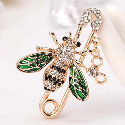 Vintage Bee Insect Lapel Pins Enamel Crystal Rhinestone Insect Brooch For Women Men Jewelry Wholesale
