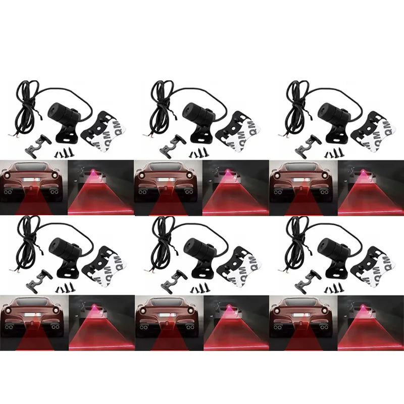 1-6Set Car Auto LED Laser Fog Light Vehicle Anti-Collision Taillight Brake Warning Lamp Anti-Collision Car End Rear Tail Fog