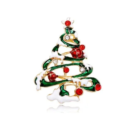 Green Rhinestone Christmas Tree Brooches Pins For Women Man Unisex Crystal Jewelry Gifts Clothes Accessories