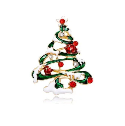 Green Rhinestone Christmas Tree Brooches Pins For Women Man Unisex Crystal Jewelry Gifts Clothes Accessories
