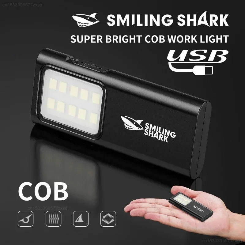 Mijia SMILING SHARK TIP065 Rechargeable Worklight COB Floodlight Pocket Flashlight with Clip Design Outdoor Camping Lamp Tools