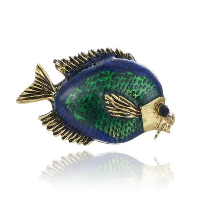 SKEDS Fashion Cute Fish Crystal Enamel Brooch Pin For Women Men Trendy Sea Animal Vintage Brooches Badges Clothes Jewerly Gift