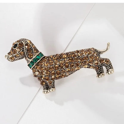 Trendy Rhinestone Dachshund Brooch for Women Unisex Animal Dog Pins Badges Party Backpack Jewelry Accessories Gift