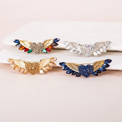 Sparkling Crystal Love Angel Wings Brooch Women's Luxury Dress Wedding Decorations Souvenir Gifts