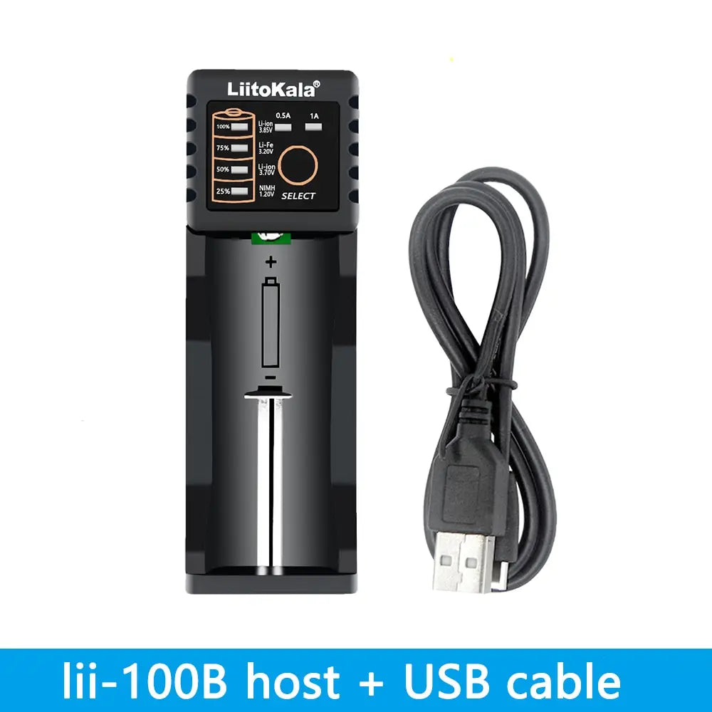 LiitoKala Lii-100B Lii-100 18650 Battery Charger For 26650 16340 RCR123 14500 LiFePO4 1.2V Ni-MH Ni-Cd Smart Charger