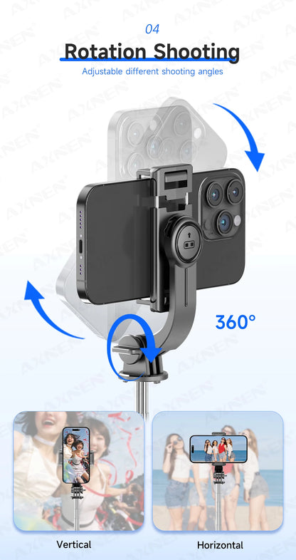 Bluetooth Selfie Stick Tripod Desktop Stand, Phone Holder, Wireless Remote Shutter, for iPhone Android, Option with Fill Light
