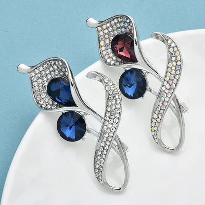 Wuli&baby Classical Rhinestone Lily Flower Brooches For Women Unisex 2-color All-match Plants Party Office Brooch Pins Gifts