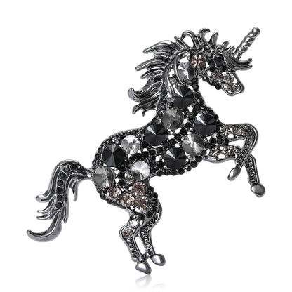 Beaut&Berry Classic Rhinestone Horse Brooches for Women Animal Pin Necklace Luxury  New Year Gifts Friends Zodiac Animal Jewelry