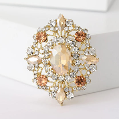 Rhinestone Flower Brooches for Women Unisex Trendy Multicoloured Crystal Glasses Pin Office Party Friend Gifts Accessories