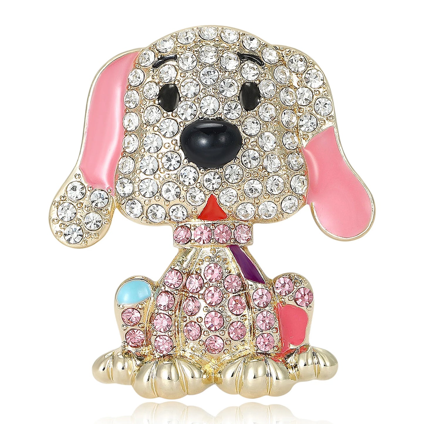 Beaut&Berry Classic Rhinestone Dog Brooches for Women Unisex Animal Pins Casual Party Jewelry Accessories Gifts Decoration
