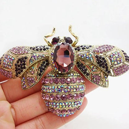 SKEDS Luxury Exaggerated Vintage Women Girls Crystal Bee Brooch Pin Fashion Elegant Lady Exquisite Insect Rhinestone Badges