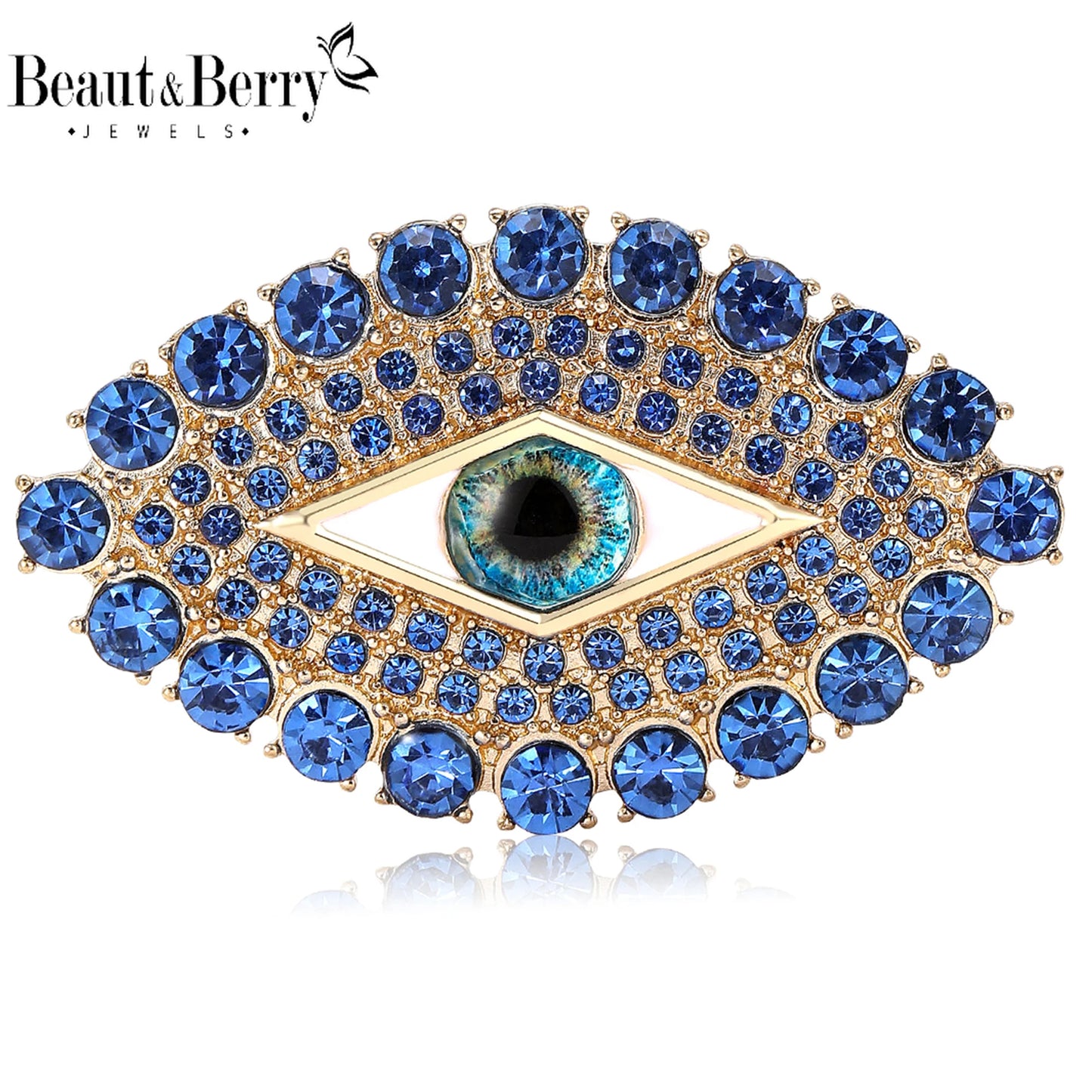 Beaut&Berry Trendy Rhinestone Devil's Eye Brooches for Women Beautiful Pins Friends Party Gifts Banquet Jewellery Accessories