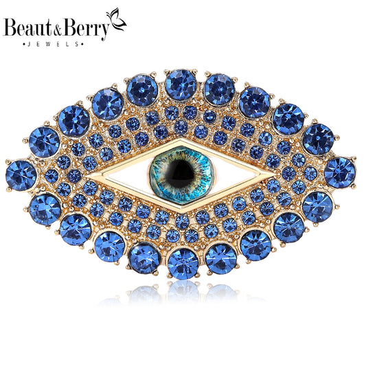 Beaut&Berry Trendy Rhinestone Devil's Eye Brooches for Women Beautiful Pins Friends Party Gifts Banquet Jewellery Accessories