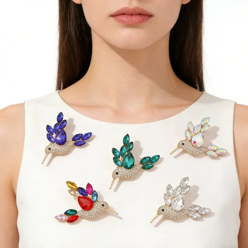 New Shiny Rhinestone Crystal Parrot Dove Bird Brooch Vintage Animal Badge Lapel Pin Suit Coat Dress Party Jewelry Gifts