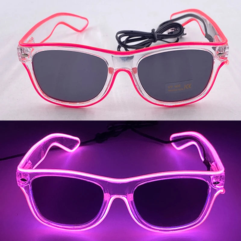 Light Up Led Glasses Neon Party Luminous Glasses EL Wire Glowing Sunglasses Novelty Gift for Adult Glow Bright Light Supplies