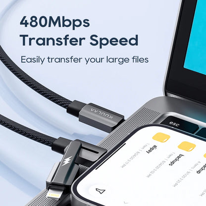 KUULAA 2 in 1 USB C Cable 60W PD Fast Charging Wire for iPhone 15 14 Pro Max iPad HUAWEI Xiaomi Tablets Type C Cable