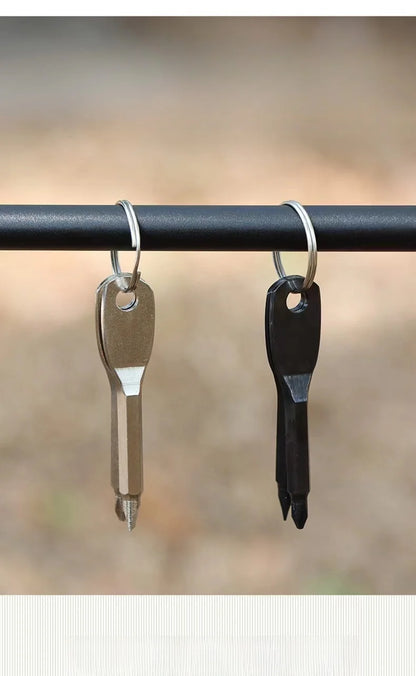 Portable screwdriver, outdoor EDC, portable multifunctional tool, flat screwdriver, cross screwdriver with keyring
