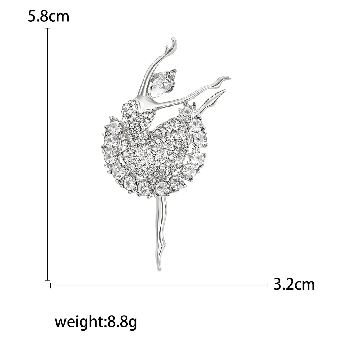 Rhinestone Ballerina Brooches for Women Acrylic Elf Pins Pearl Girls Accessories Office Party Friend Gifts