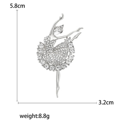 Rhinestone Ballerina Brooches for Women Acrylic Elf Pins Pearl Girls Accessories Office Party Friend Gifts