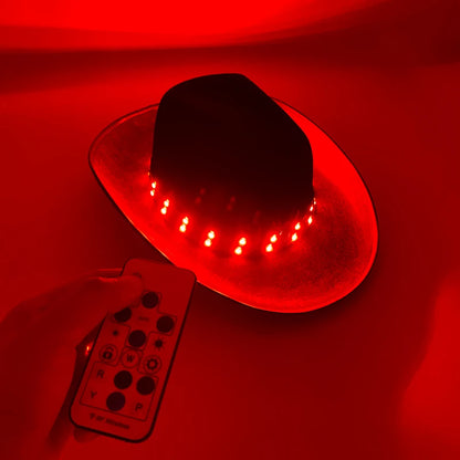 LED Glowing Cowgirl boy Hat Neon Luminous Bride Hat For Holiday Light Up Supplies Fluorescent Party Props Bachelorette Party Hat