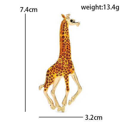Wuli&baby Lovely Enamel Giraffe Brooches For Women Unisex Metal Animal Clothes Casual Party Brooch Pins Gifts