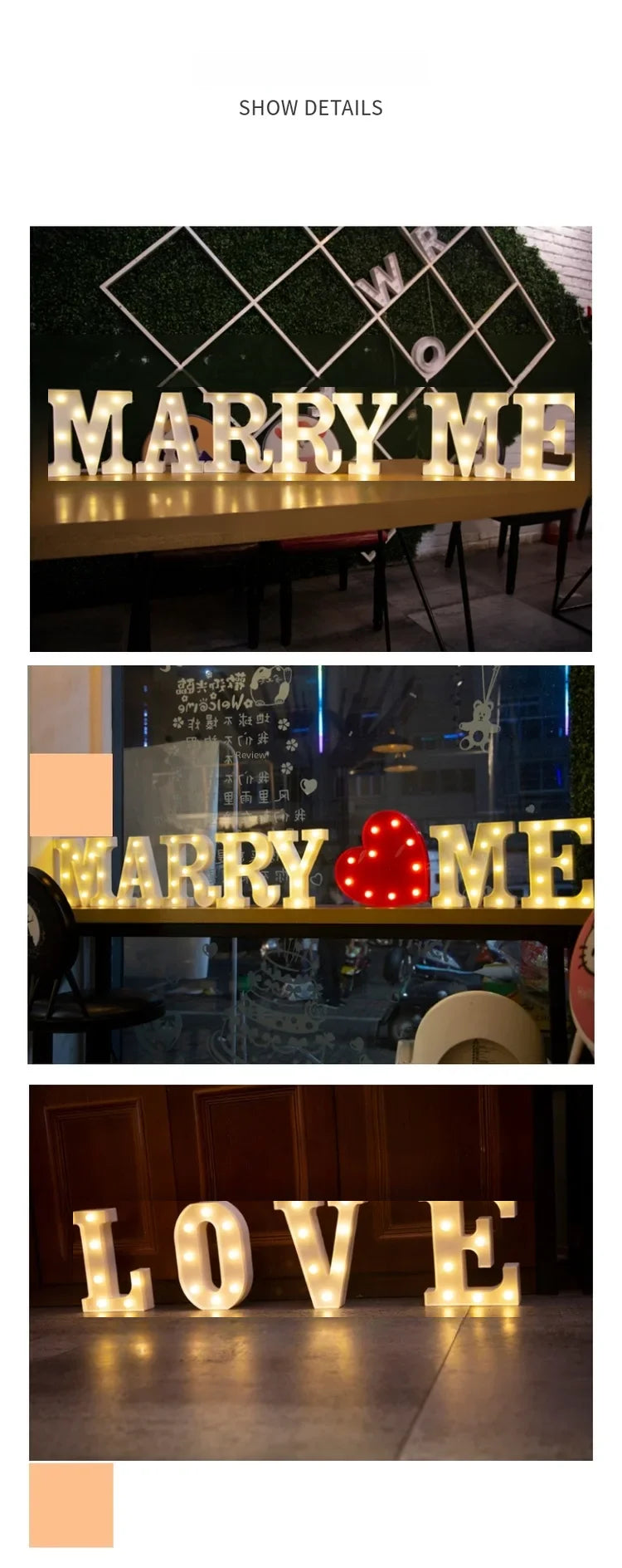 Ins Hot Sale 26 English Letter Led Light Design Lamp For Wedding Birthday Colorful Light Proposal Confession Surprise Night