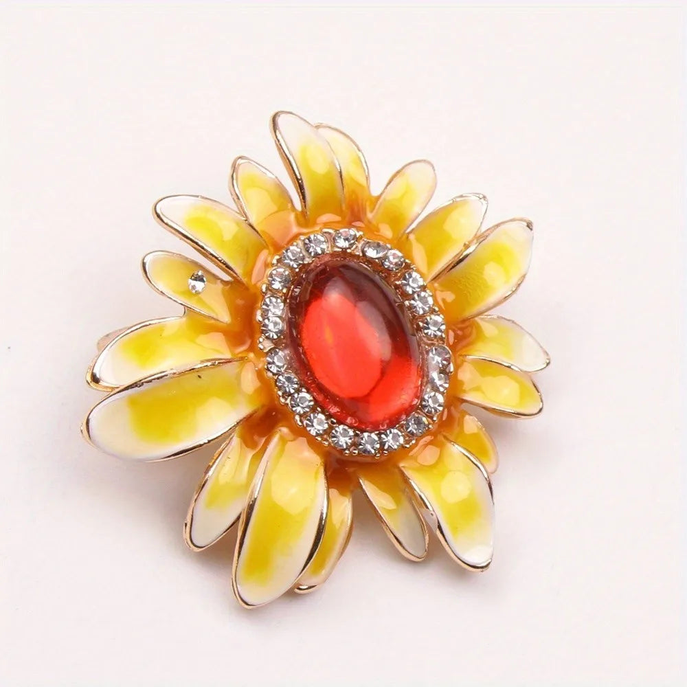 SKEDS Ladies' Exquisite Countryside Chrysanthemum Brooch Elegant Suit Accessory Coat Corsage High-End Luxury Sunflower Pin