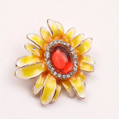SKEDS Ladies' Exquisite Countryside Chrysanthemum Brooch Elegant Suit Accessory Coat Corsage High-End Luxury Sunflower Pin
