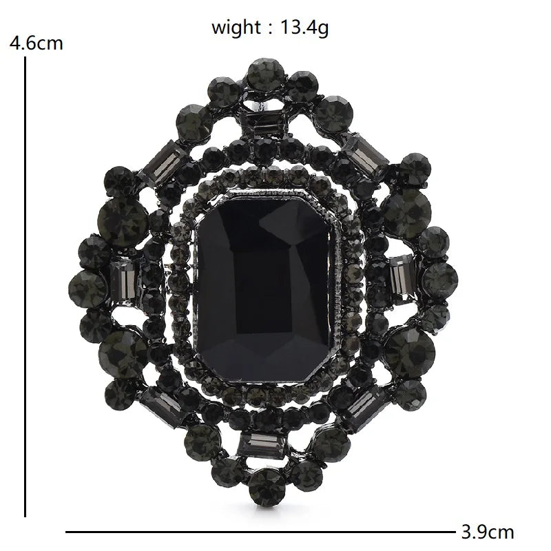 Wuli&baby Crystal Royal Style Geometric Brooches For Women Unisex 4-color Elegant Party Office Brooch Pins Gifts