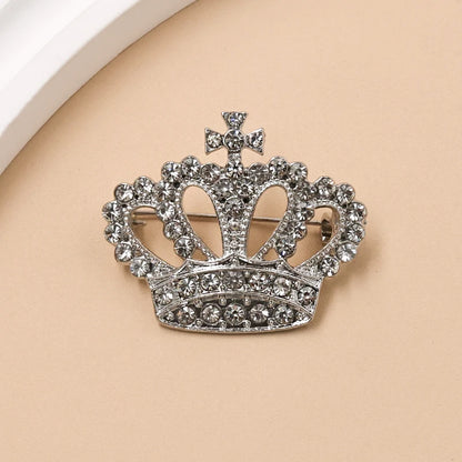 Luxurious Diamond Crown Brooch Women’s Alloy Rhinestone Brooch Fashionable and Versatile Suit Jacket Coat Accessory Brooches