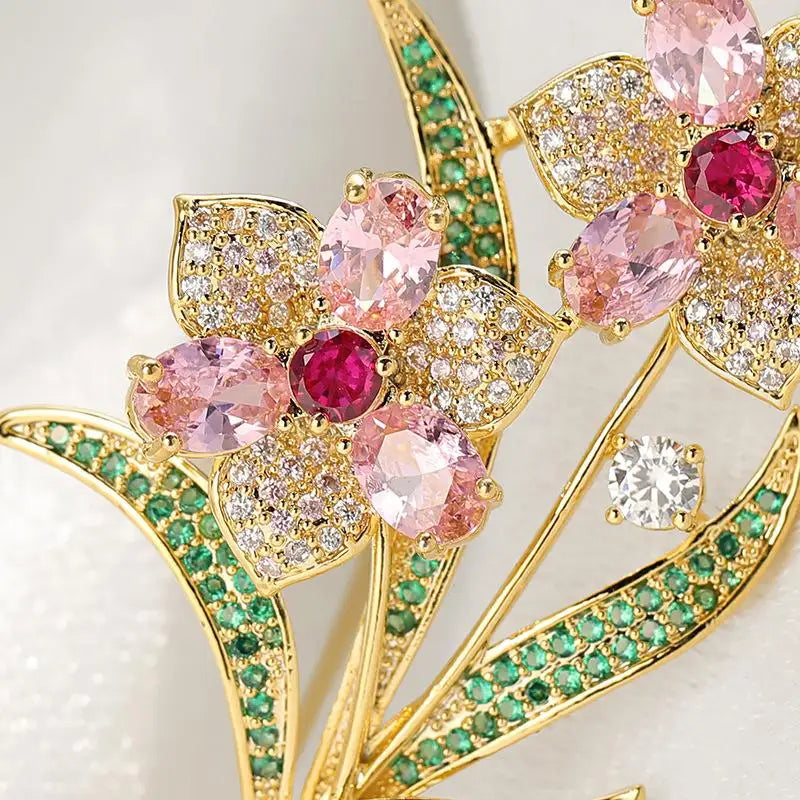 Exquisite Sparkling Crystal Rhinestone Flower Pearl Brooches For Women Clothing Coat Jewelry Accessries Gifts