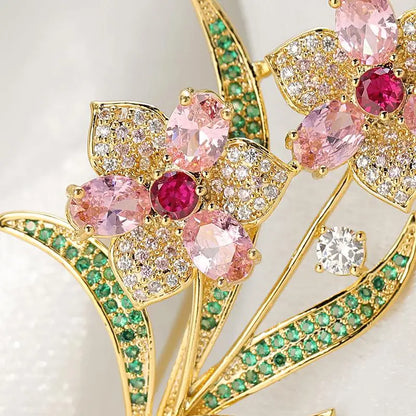 Exquisite Sparkling Crystal Rhinestone Flower Pearl Brooches For Women Clothing Coat Jewelry Accessries Gifts