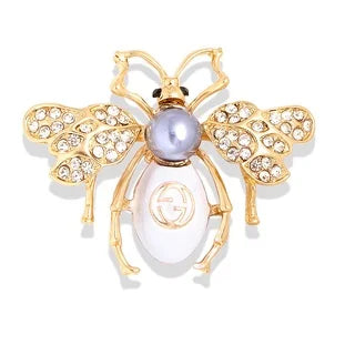 SHMIK Women Men Bee Beetle Crystal Pearl Brooches Pin Fashion Metal Cute Insect Jewelry Accessoreis Retro Women's Men's Brooch