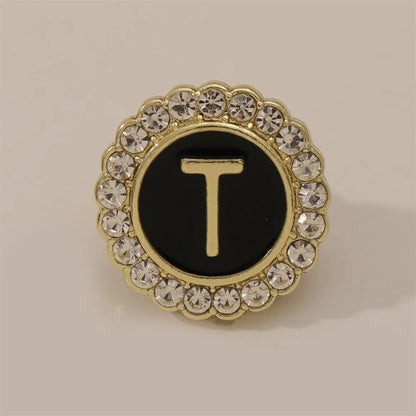 26 English Initials A-Z Brooches Classic Full Around Crystal Golden Alphabet Pins For Women Men Girls Clothes Bag Jewelry Gift