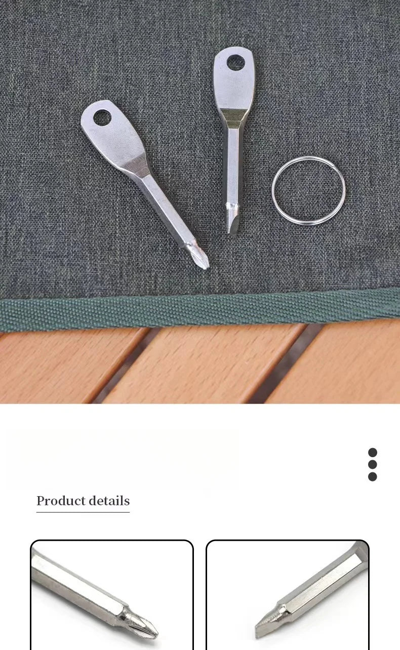 Portable screwdriver, outdoor EDC, portable multifunctional tool, flat screwdriver, cross screwdriver with keyring