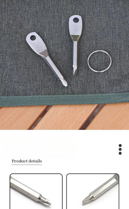 Portable screwdriver, outdoor EDC, portable multifunctional tool, flat screwdriver, cross screwdriver with keyring