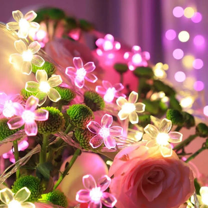 1PC 1.5M/3M/4.5M LED Cherry Flower Light String,powered by AA batteries(excl),used for bedroom,living room and party decoration