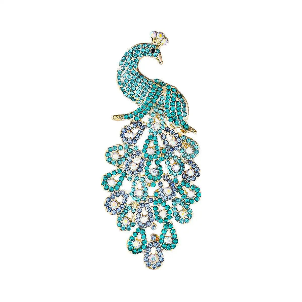 Exquisite Colorful Peacock Rhinestone Brooch Animal Lapel Pin Suit Coat Dress Fashion Jewelry Accessories Gifts