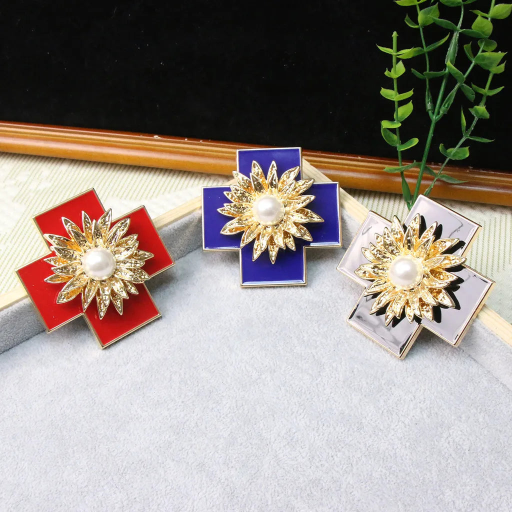 Baroque Luxury Cross Floral Design Brooch for Men and Women, Jewelry Accessories, Wedding, Holiday, Party, Couple's SurpriseGift