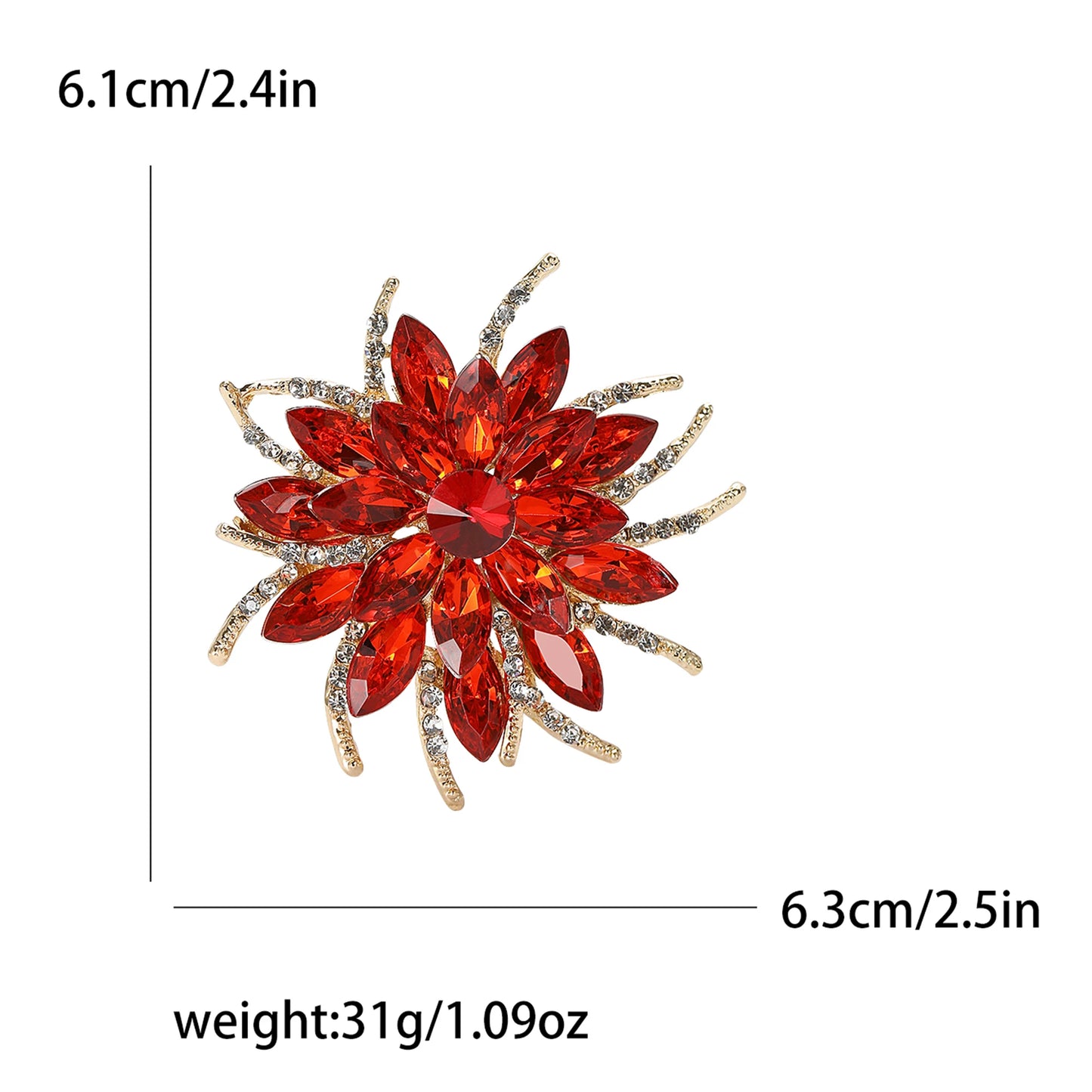 Beaut&Berry Luxury Crystal Glass Flower Brooches for Women Rhinestone Pins Friends Party Gifts Banquet Jewellery Accessories