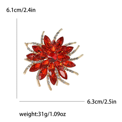 Beaut&Berry Luxury Crystal Glass Flower Brooches for Women Rhinestone Pins Friends Party Gifts Banquet Jewellery Accessories