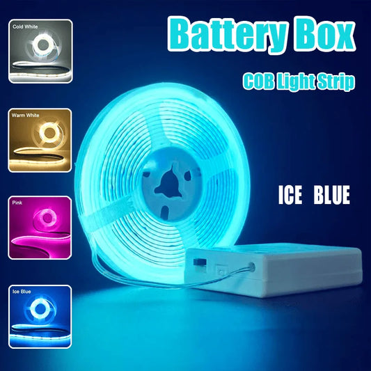 3AA Battery Box COB LED Strip Lights, 5V Flexible COB Strip Light, Flexible Ribbon Diode Tape for Party, Bedroom, Kitchen